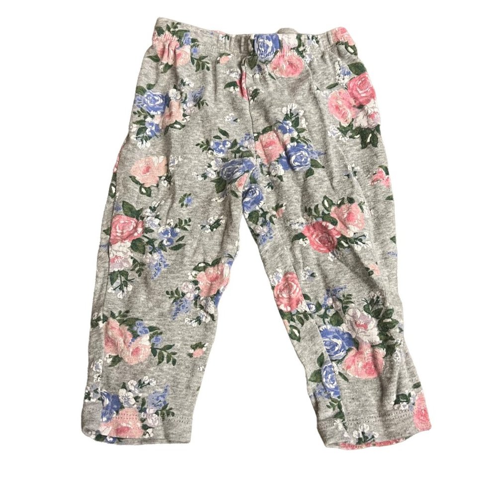 Carter's Gray Baby Pants Pink Blue White Flowers Size 12 Months